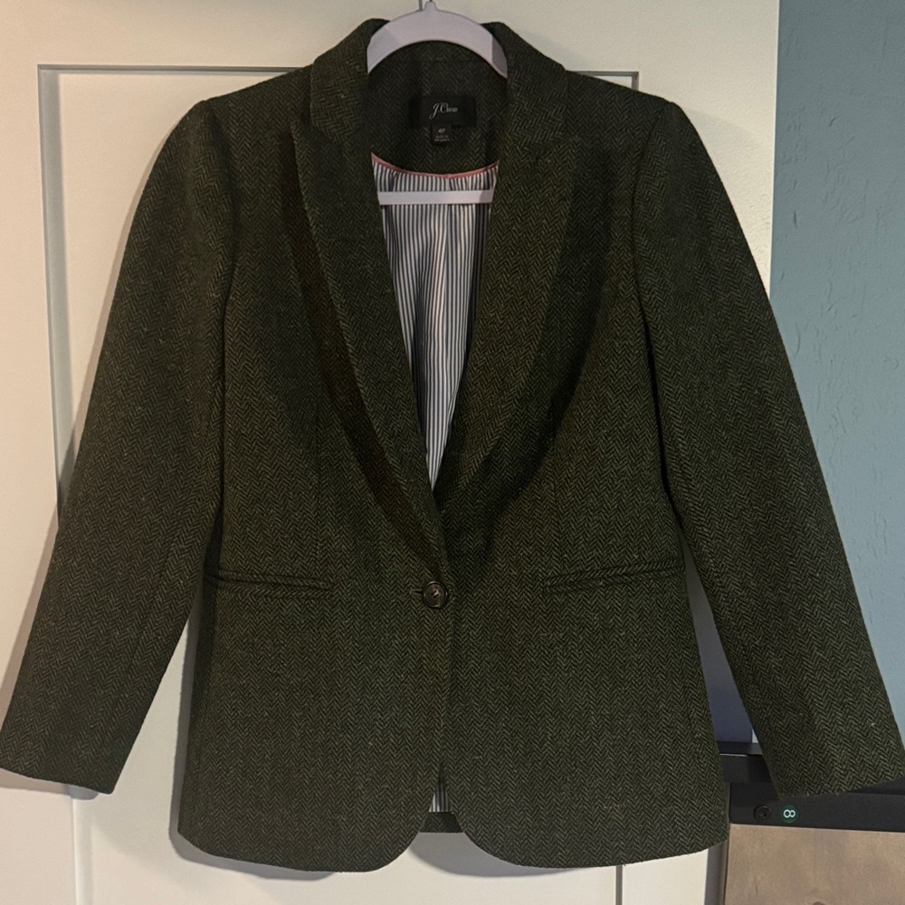 Women's JCrew Rainbow Flecked Green Parke Blazer